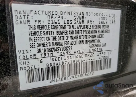 2025 Nissan Sentra Sv z USA, uszkodzony, nr VIN 3N1AB8CV4SY208222